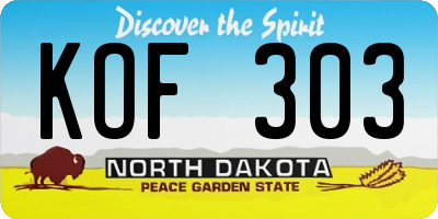 ND license plate KOF303