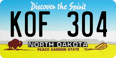 ND license plate KOF304