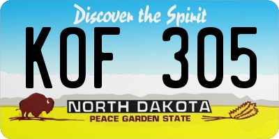 ND license plate KOF305