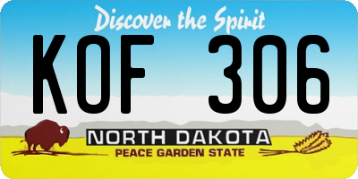 ND license plate KOF306