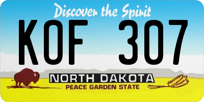 ND license plate KOF307