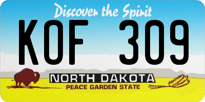 ND license plate KOF309