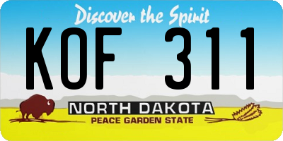 ND license plate KOF311