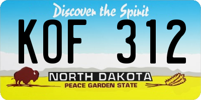 ND license plate KOF312