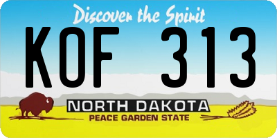 ND license plate KOF313