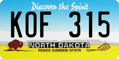 ND license plate KOF315