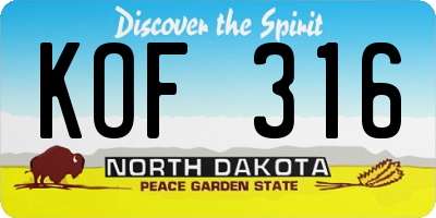 ND license plate KOF316