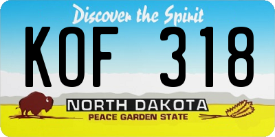 ND license plate KOF318