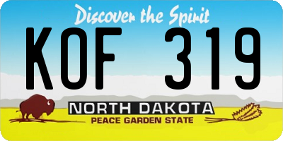 ND license plate KOF319