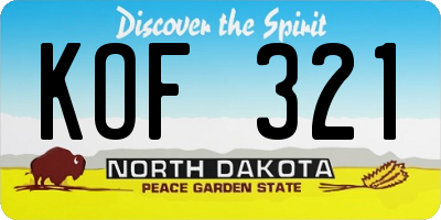 ND license plate KOF321
