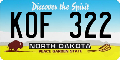 ND license plate KOF322