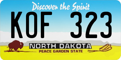ND license plate KOF323
