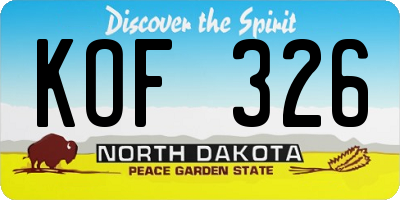 ND license plate KOF326