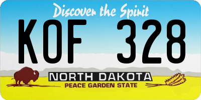ND license plate KOF328