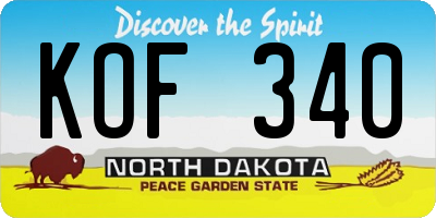 ND license plate KOF340
