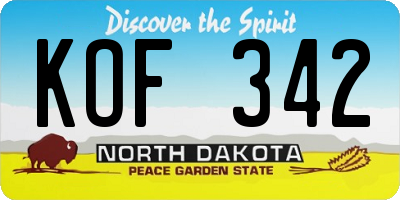 ND license plate KOF342