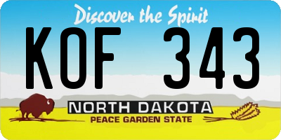 ND license plate KOF343