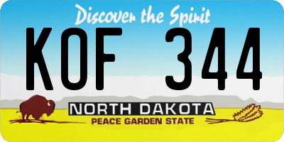 ND license plate KOF344