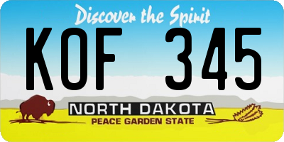 ND license plate KOF345