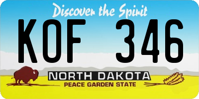 ND license plate KOF346