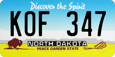 ND license plate KOF347