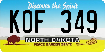 ND license plate KOF349
