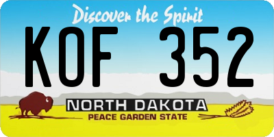 ND license plate KOF352