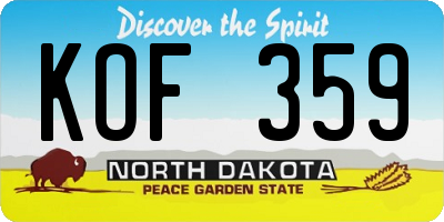 ND license plate KOF359