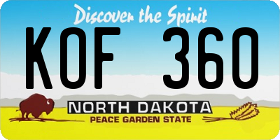 ND license plate KOF360