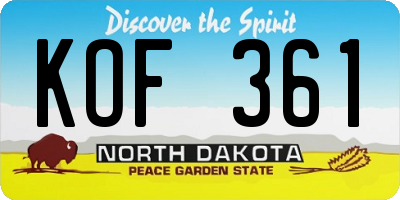 ND license plate KOF361