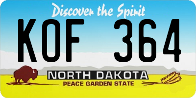 ND license plate KOF364