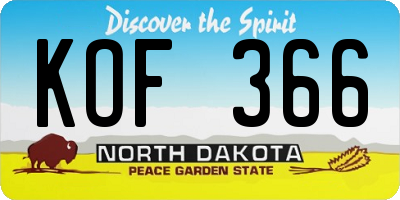 ND license plate KOF366