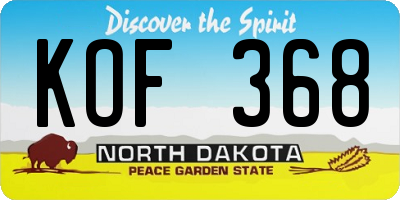 ND license plate KOF368