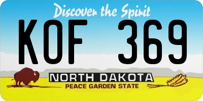 ND license plate KOF369