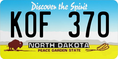 ND license plate KOF370