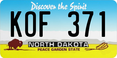 ND license plate KOF371