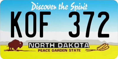 ND license plate KOF372