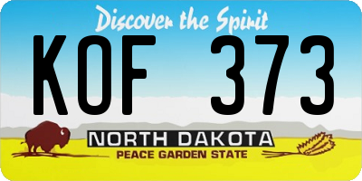 ND license plate KOF373