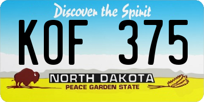 ND license plate KOF375