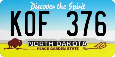 ND license plate KOF376
