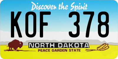 ND license plate KOF378