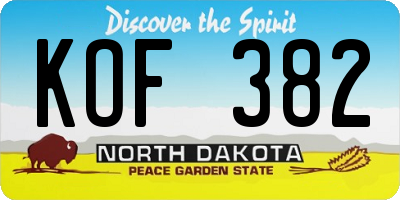 ND license plate KOF382