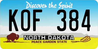 ND license plate KOF384