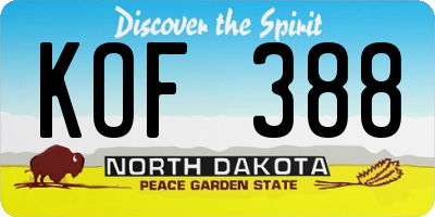 ND license plate KOF388