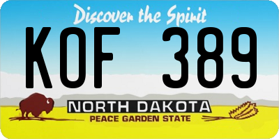 ND license plate KOF389