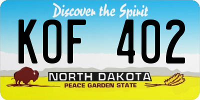 ND license plate KOF402