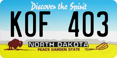 ND license plate KOF403