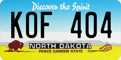 ND license plate KOF404
