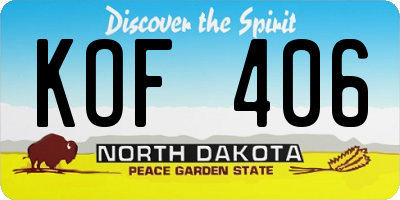 ND license plate KOF406