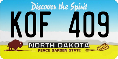 ND license plate KOF409